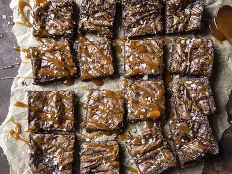 Bourbon Salted Caramel Fudge Brownies with Homemade Caramel