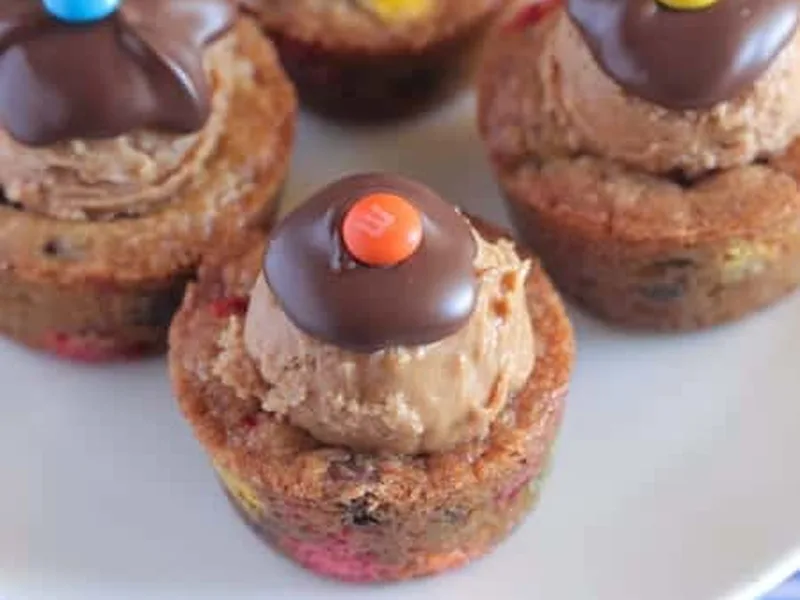 Chocolate Peanut Butter Cookie Cups with M&M Candies