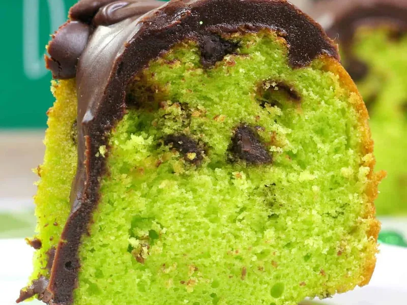 Instant Pot Mint Chip Bundt Cake with Chocolate Ganache