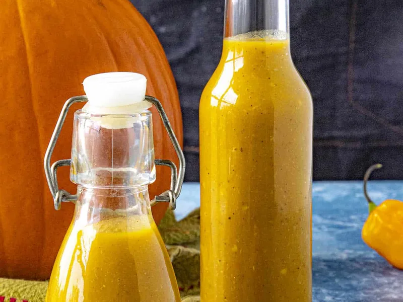 Roasted Pumpkin Jerk Hot Sauce with Scotch Bonnet Peppers