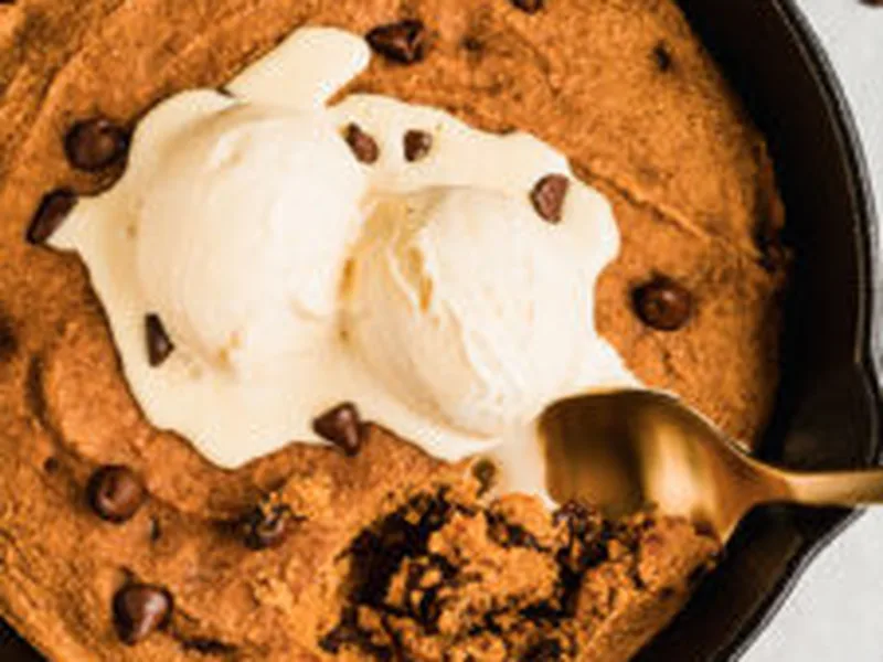Pumpkin Chocolate Chip Skillet Cookie with Tigernut Flour