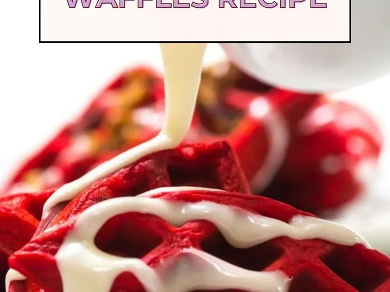 Red Velvet Waffles with Cream Cheese Glaze