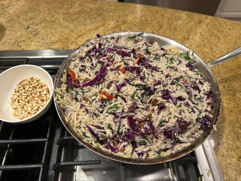 Lemon Orzo with Spinach and Toasted Pine Nuts