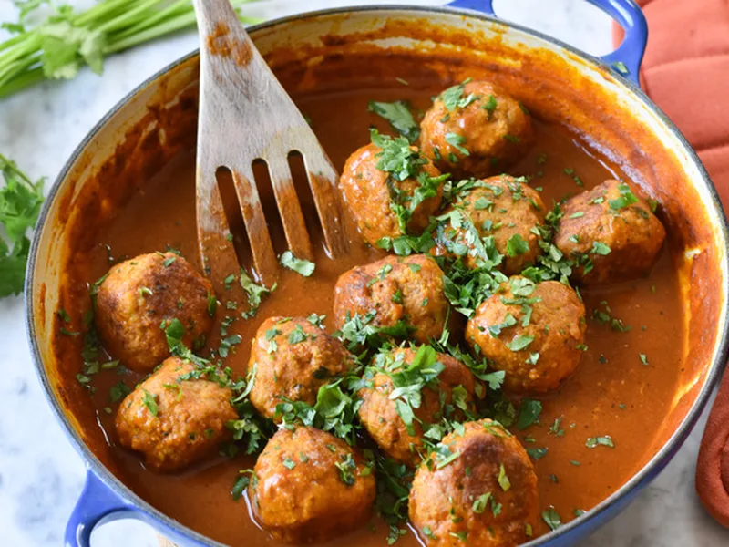 Ginger Turkey Meatballs in Coconut Curry Broth