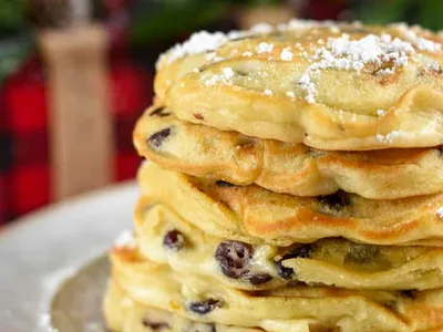 Fluffy Buttermilk Cranberry White Chocolate Chip Pancakes