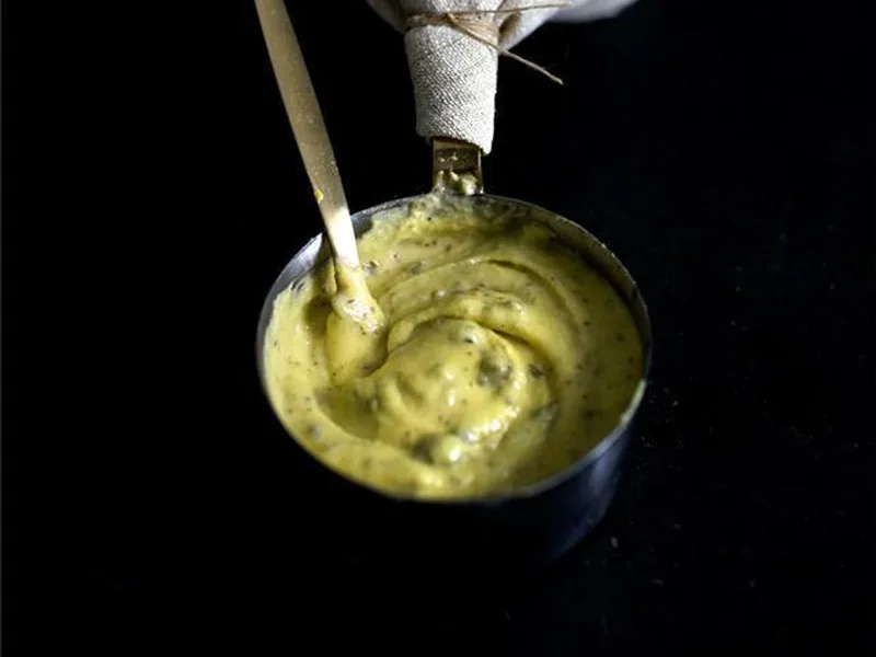 Creamy Mashed Potato Butter Aioli with Fried Capers