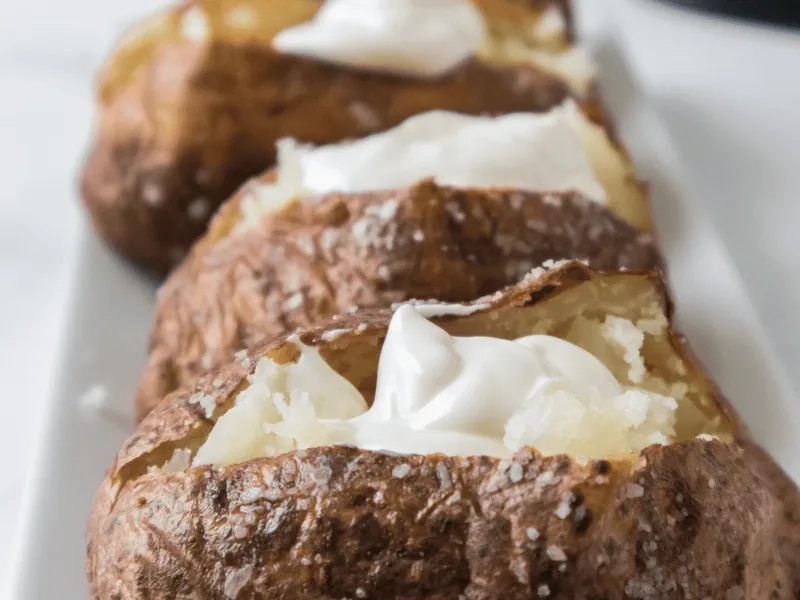 Air Fryer Jacket Potatoes with Crispy Bacon and Sour Cream