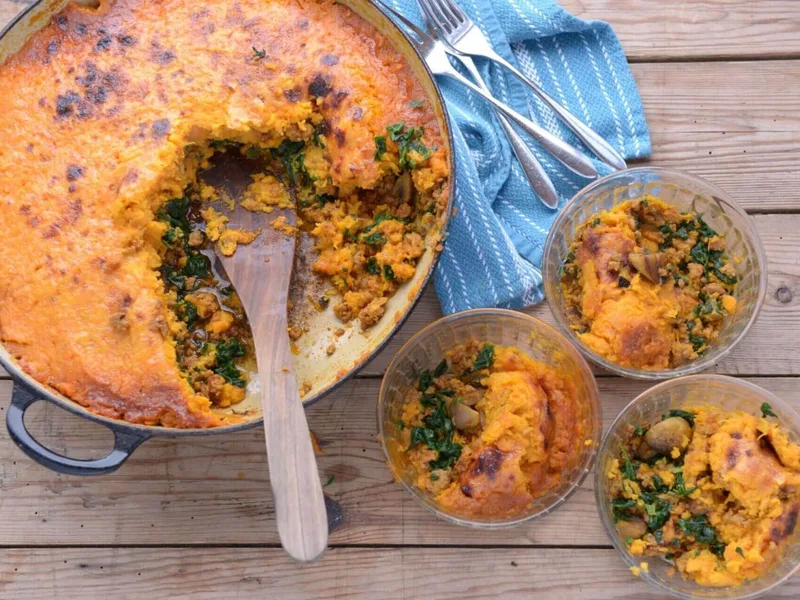 Turkey Sweet Potato Shepherd's Pie with Vegetables