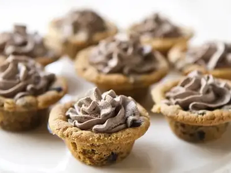 Easy Chocolate Chip Cookie Cups with Whipped Chocolate Cream