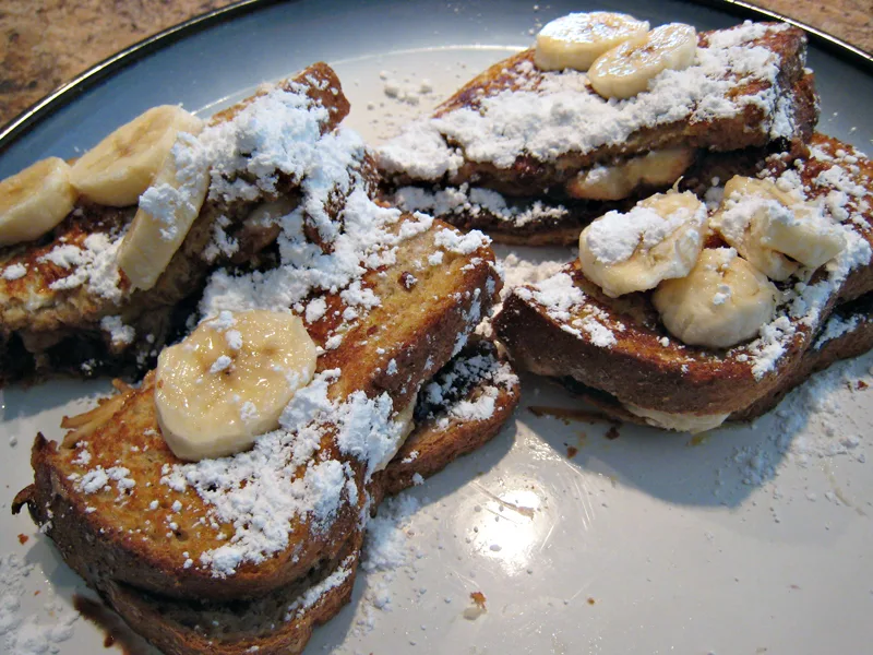 Chocolate Peanut Butter Banana Stuffed French Toast