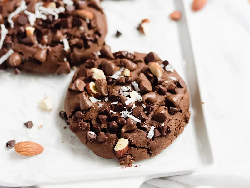 Stuffed Almond Joy Chocolate Coconut Cookies