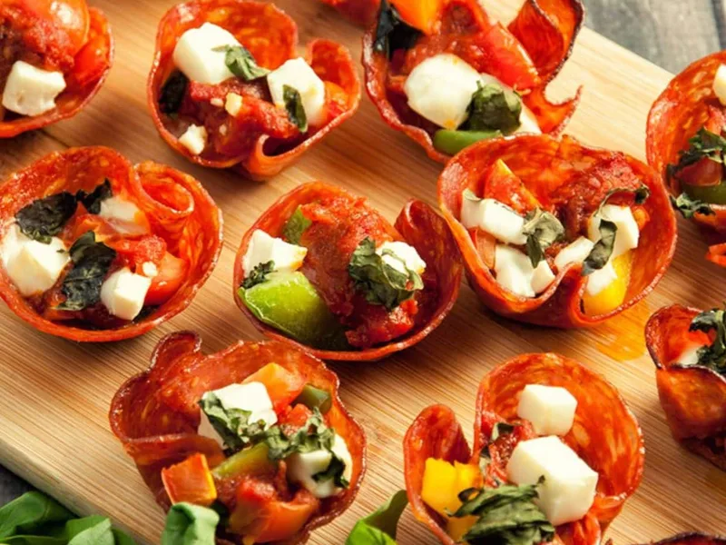 Mini Pepperoni Pizza Bites Baked in Muffin Cups