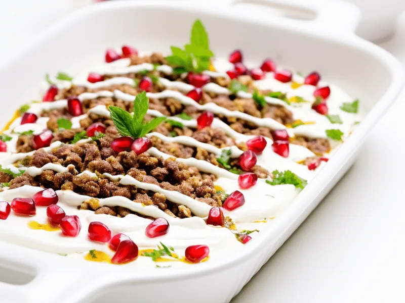 Spicy Middle Eastern Layered Dip with Ground Lamb and Eggplant