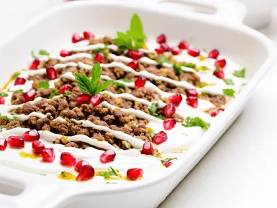 Spicy Middle Eastern Layered Dip with Ground Lamb and Eggplant