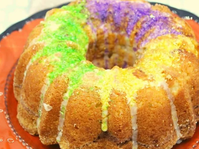 Air Fryer Pound Cake with Sweet Glaze and Colored Sugar