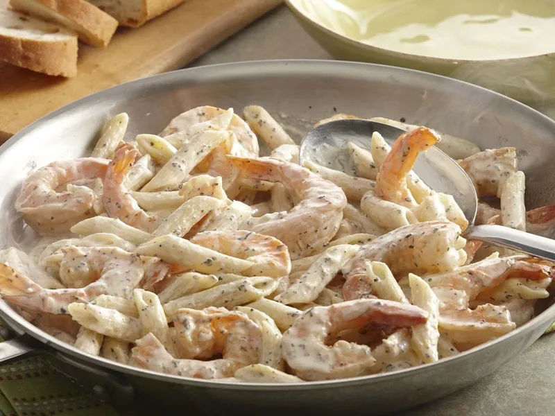 Creamy Basil Shrimp Pasta with Garlic Parmesan Sauce