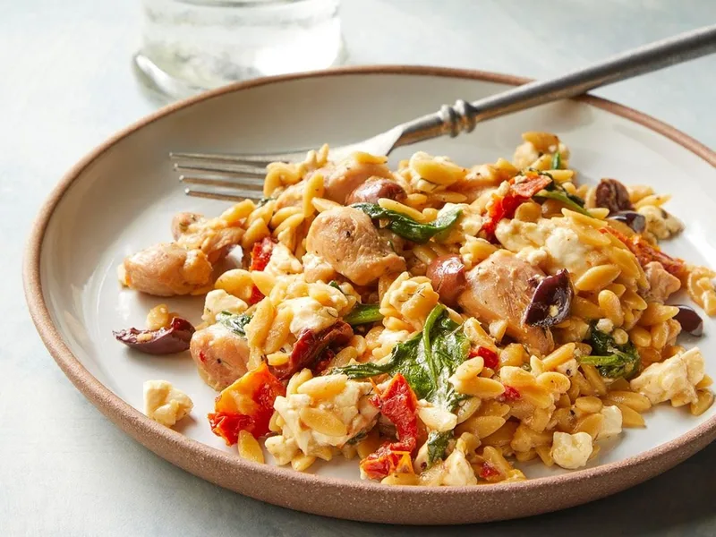 Slow-Cooked Lemon Chicken Orzo with Feta and Spinach