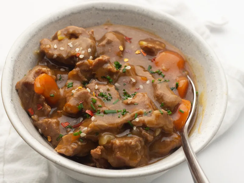 Korean Beef Stew with Sesame Oil and Soy Sauce