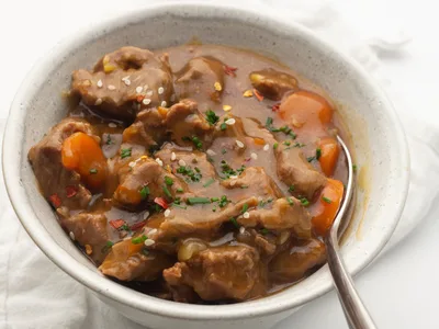 Korean Beef Stew with Sesame Oil and Soy Sauce