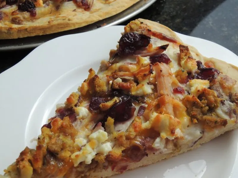 Thanksgiving Leftover Turkey and Cranberry Pizza with Mashed Potato