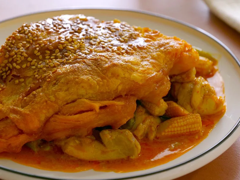 Red Thai Chicken Pie with Coconut Curry and Puff Pastry