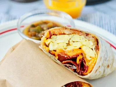 Lucky Boy Style Bacon and Hash Brown Breakfast Burrito