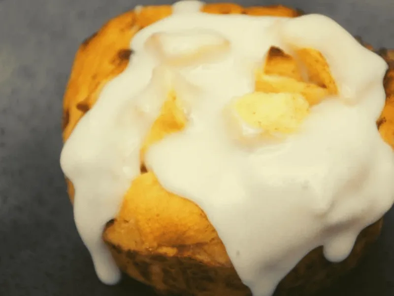 Air Fryer Apple Pie Cinnamon Roll Cups with Cream Cheese