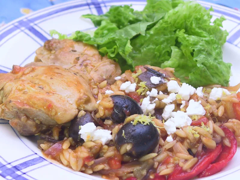 Greek Chicken With Orzo Pasta