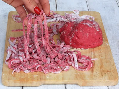Homemade Beet Tagliatelle Pasta