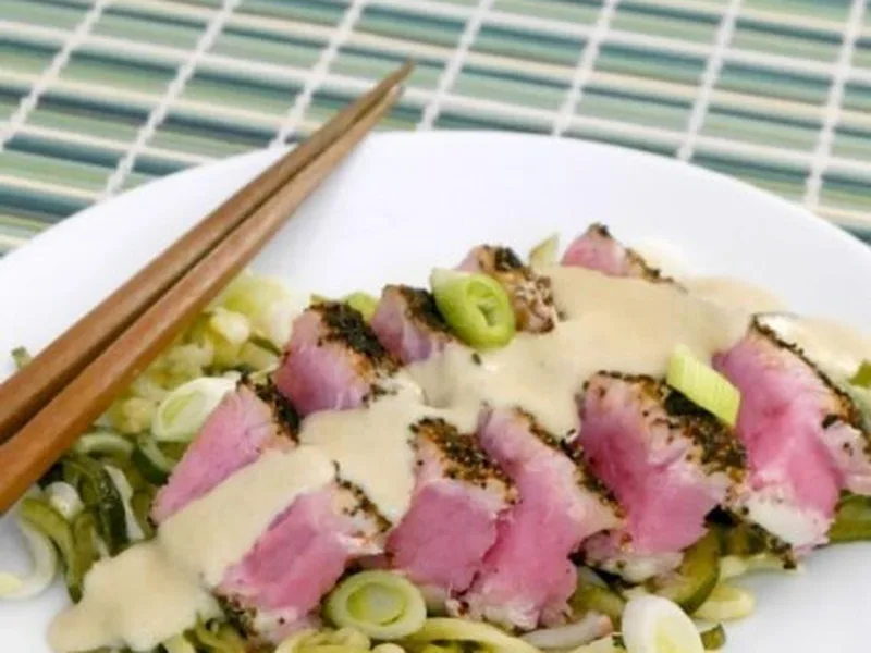 Pan-Seared Tuna Steaks with Wasabi Cream