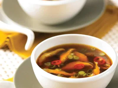Vegetarian Hot & Sour Soup with Shiitake Mushrooms