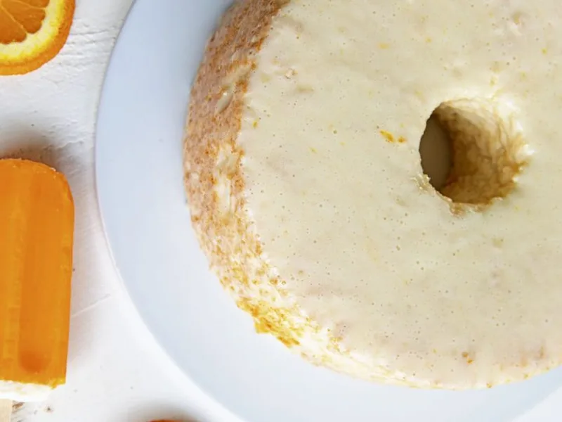 Orange Creamsicle Angel Food Cake with Sweet Glaze