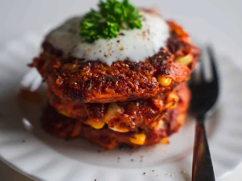 Crispy Vegan Sweet Potato Fritters with Flax Egg