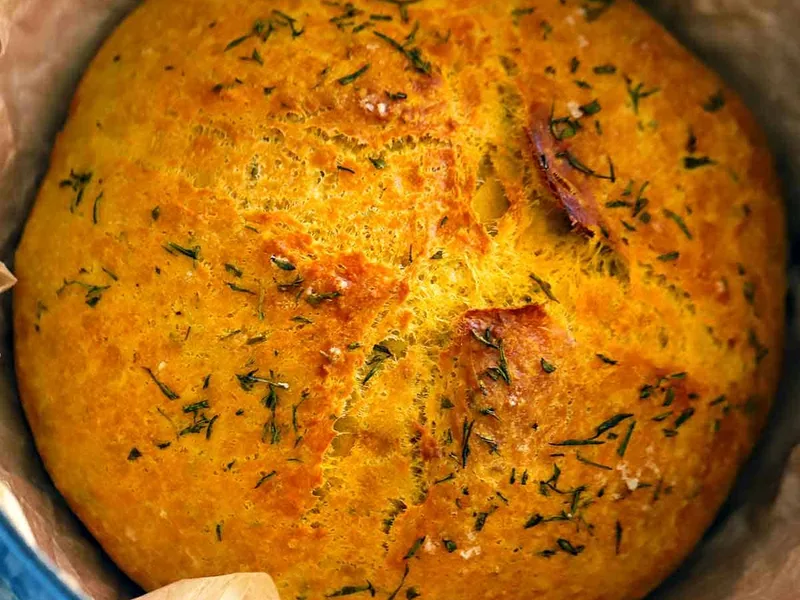 Pumpkin No-Knead Bread with Rosemary and Olive Oil