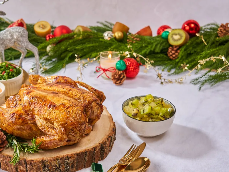 Roasted Chicken with Kiwifruit Thai Red Curry