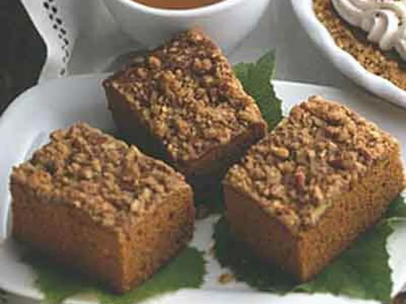 Pumpkin Gingerbread Streusel Cake with Caramel