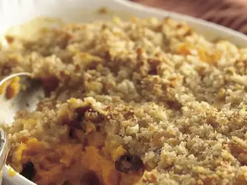 Butternut Squash and Cranberry Gratin with Swiss Cheese Crumbs