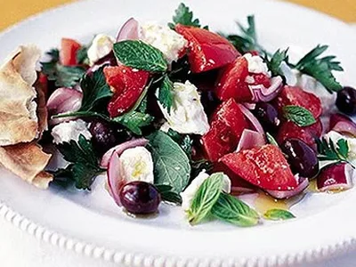 Classic Greek Salad with Feta and Kalamata Olives