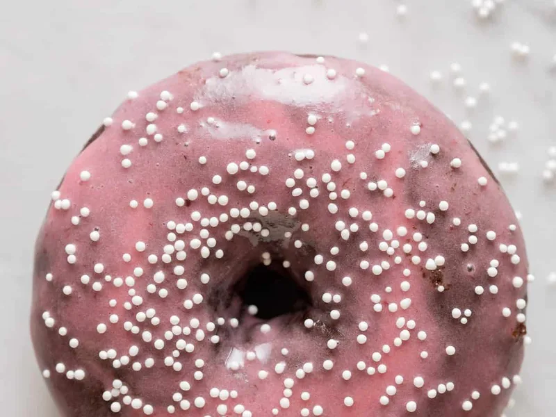 Chocolate Cardamom Baked Doughnuts with Sweet Plum Glaze