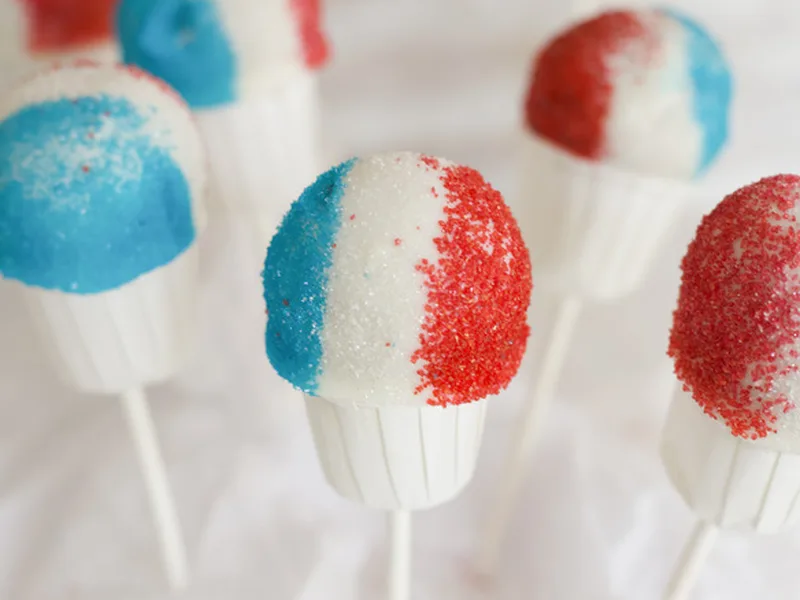 Lemon Cake Pop Snow Cones with Colored Sugar