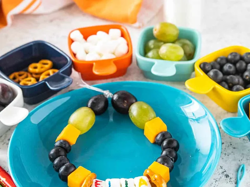 Edible Snack Necklace for Kids with Fruit and Cheese