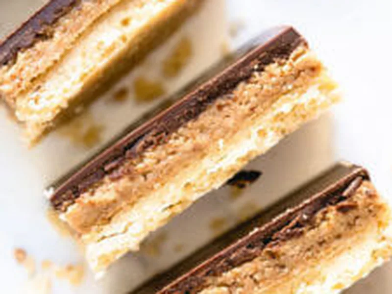 Pecan Butter Millionaire Bars with Chocolate Topping