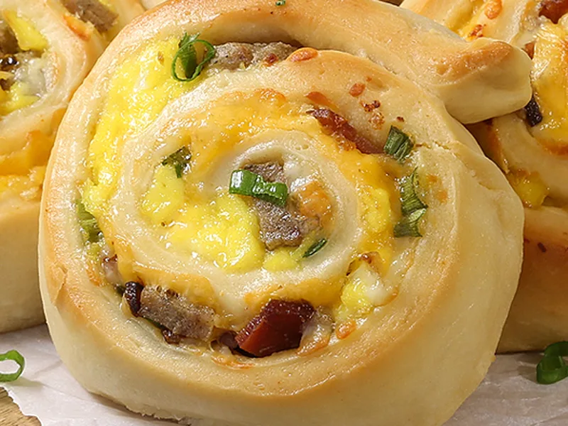 Breakfast Sausage and Cheese Pinwheels with Honey Dough