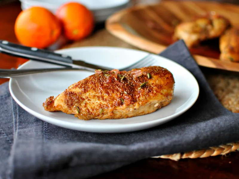 Spice-Crusted Chicken with Blood Orange Maple Glaze