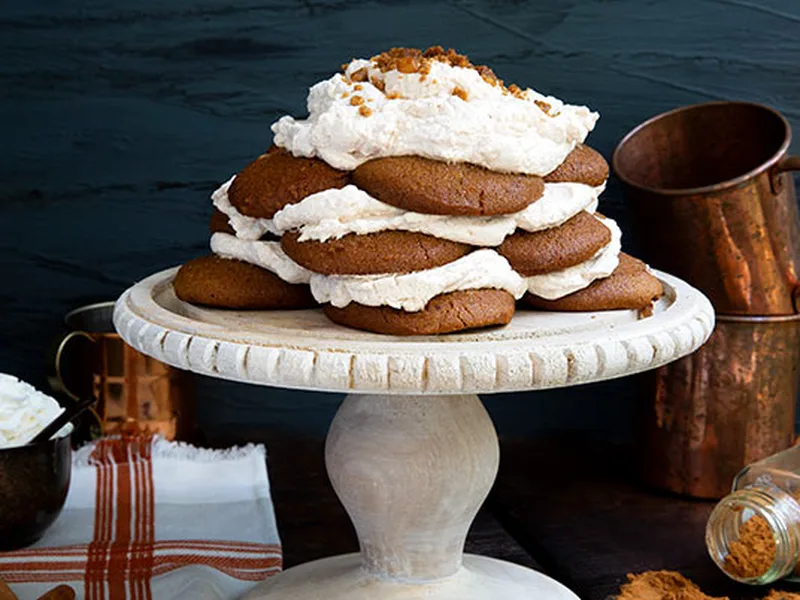 No-Bake Ginger Snap Icebox Cake with Cinnamon Cream