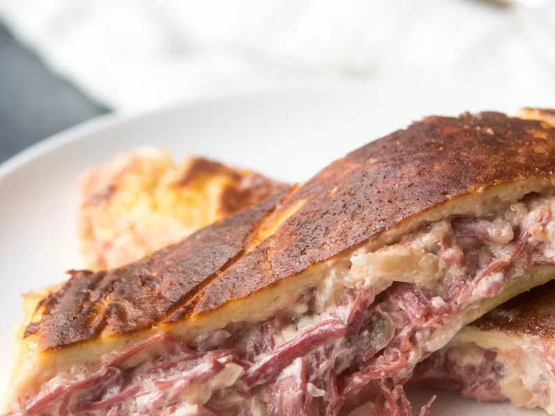Low Carb Fathead Reuben Calzone with Coconut Flour Crust