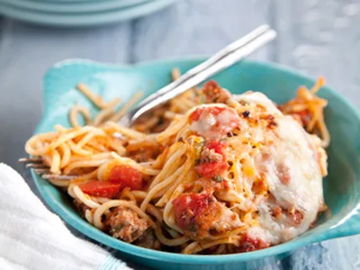 Paula Deen's Three-Meat Baked Spaghetti Casserole