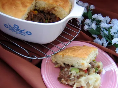 Leftover Roast Beef Shepherd's Pie with Biscuit Topping