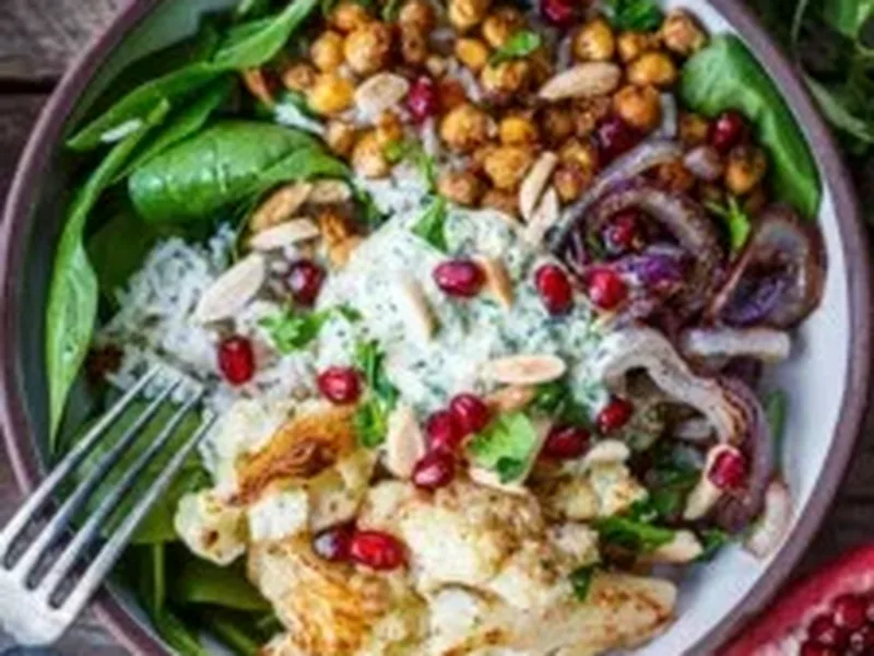 Moroccan Roasted Cauliflower Chickpea Bowls