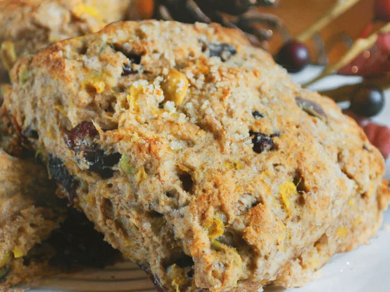 Wholemeal Pumpkin Scones with Cranberries Pistachios